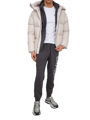 Felpa uomo EA7 Emporio Armani in cotone grigio e logo su manica in UOMO