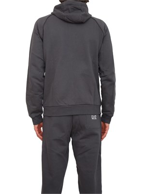 Felpa uomo EA7 Emporio Armani in cotone grigio e logo su manica in UOMO