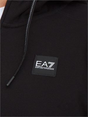 Tuta uomo EA7 Emporio Armani (felpa+pantalone) in cotone nero con logo in UOMO