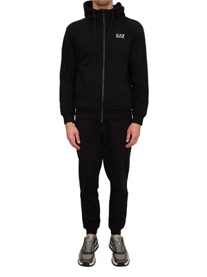 EA7 EMPORIO ARMANI Tuta sportiva nera EA7 con cappuccio Core Identity in misto cotone in UOMO