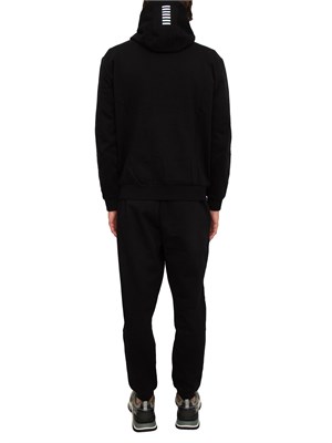 EA7 EMPORIO ARMANI Tuta sportiva nera EA7 con cappuccio Core Identity in misto cotone in UOMO