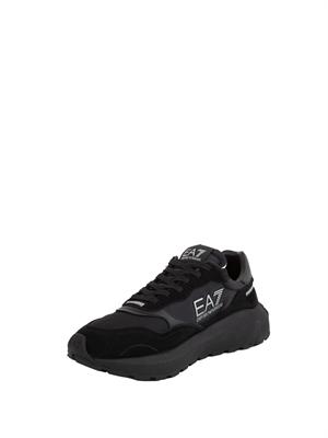 Sneakers uomo EA7 Emporio Armani in suede e tessuto nero in UOMO