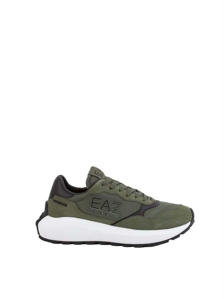 Sneakers uomo EA7 Emporio Armani in suede e tessuto verdi