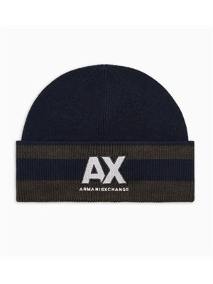 Berretto Armani Exchange in lana blu in UOMO