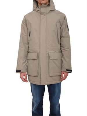 Parka lungo Diries Napapijri in tessuto tecnico tortora in UOMO