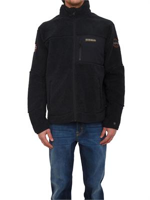 Felpa Yupik Napapijri in teddy nero con cappuccio in UOMO