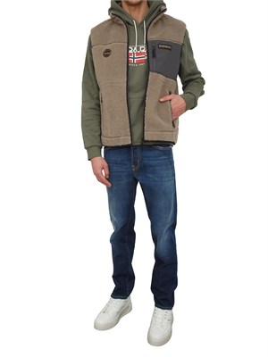 Gilet in pile Yupik Napapijri in teddy verde kaki in UOMO