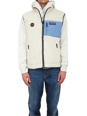 Gilet in pile Yupik Napapijri in teddy bianco panna in UOMO