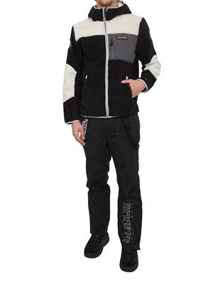 Felpa in pile Napapijri Yupik in teddy bianco nero in UOMO