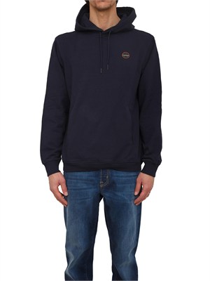 Felpa con Cappuccio Badge Napapijri in French Terry blu in UOMO