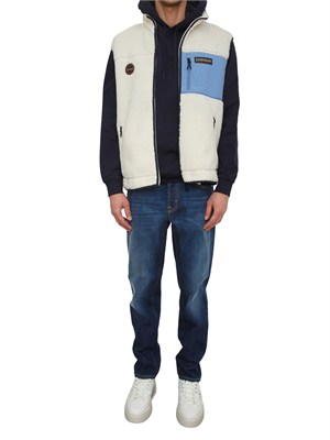 Felpa con Cappuccio Badge Napapijri in French Terry blu in UOMO