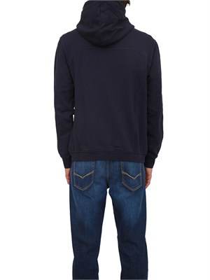 Felpa con Cappuccio Badge Napapijri in French Terry blu in UOMO