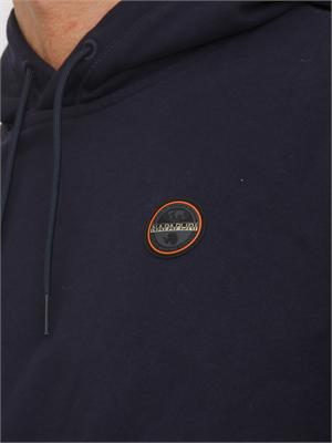 Felpa con Cappuccio Badge Napapijri in French Terry blu in UOMO