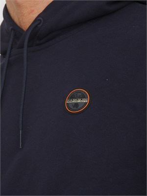 Felpa con Cappuccio Badge Napapijri in French Terry blu in UOMO
