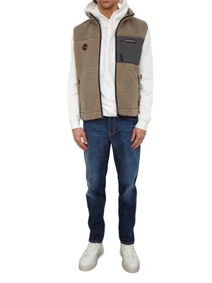 Felpa con Cappuccio Badge Napapijri in French Terry bianco in UOMO