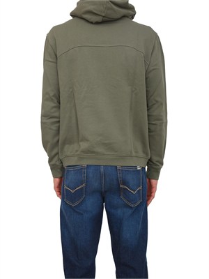 Felpa con Cappuccio Badge Napapijri in French Terry verde in UOMO