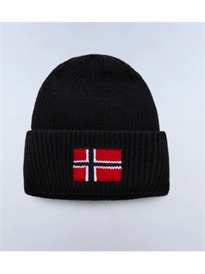 Berretto Evie Napapijri in misto lana nera con logo in UOMO