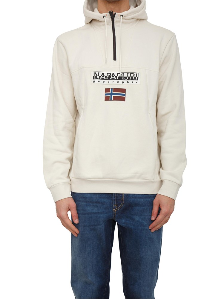 Felpa con cappuccio Burgee Napapijri in cotone avorio
