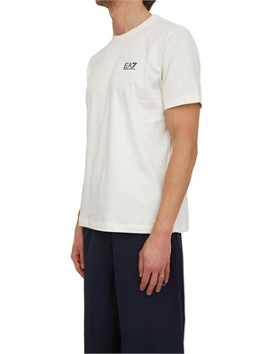 T-shirt EA7 Emporio Armani in cotone Pima avorio in UOMO