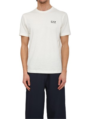 T-shirt EA7 Emporio Armani in cotone Pima avorio in UOMO