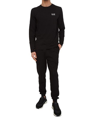 EA7 EMPORIO ARMANI T-shirt nero Ea7 a maniche lunghe in jersey stretch in UOMO