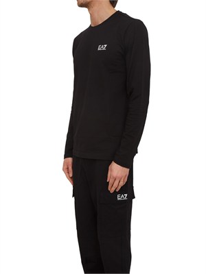 EA7 EMPORIO ARMANI T-shirt nero Ea7 a maniche lunghe in jersey stretch in UOMO
