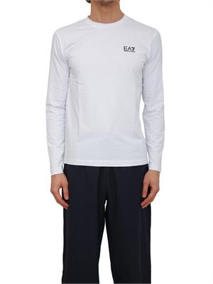 EA7 EMPORIO ARMANI T-shirt bianco Ea7 a maniche lunghe in jersey stretch in UOMO