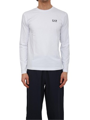 EA7 EMPORIO ARMANI T-shirt bianco Ea7 a maniche lunghe in jersey stretch in UOMO