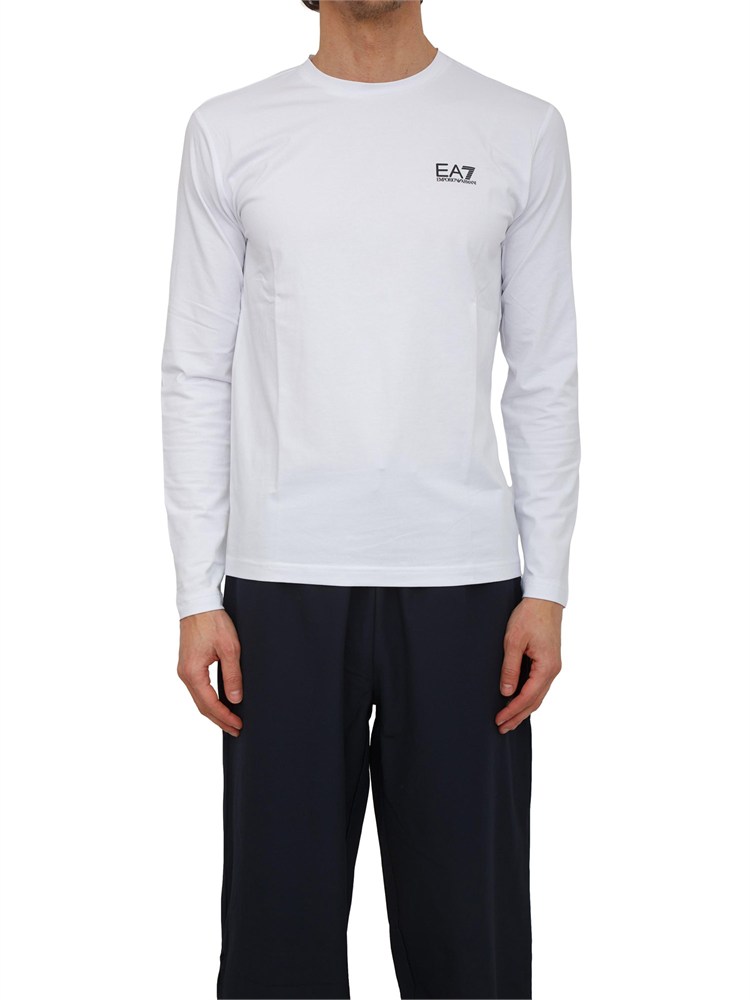 EA7 EMPORIO ARMANI T-shirt bianco Ea7 a maniche lunghe in jersey stretch