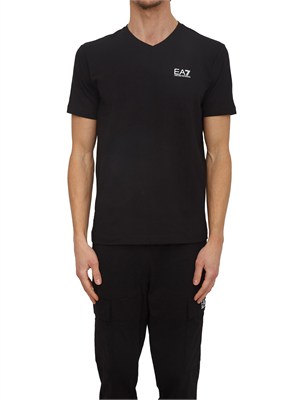 T-shirt EA7 Emporio Armani in cotone nero in UOMO