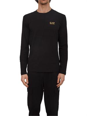 EA7 EMPORIO ARMANI T-shirt nero Ea7 a maniche lunghe in jersey stretch in UOMO