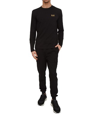 EA7 EMPORIO ARMANI T-shirt nero Ea7 a maniche lunghe in jersey stretch in UOMO