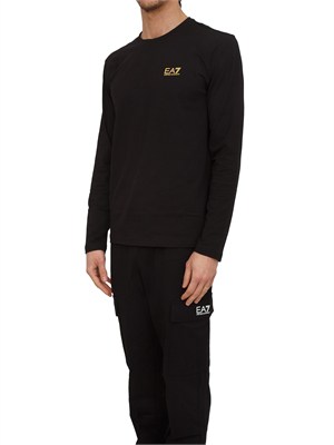 EA7 EMPORIO ARMANI T-shirt nero Ea7 a maniche lunghe in jersey stretch in UOMO
