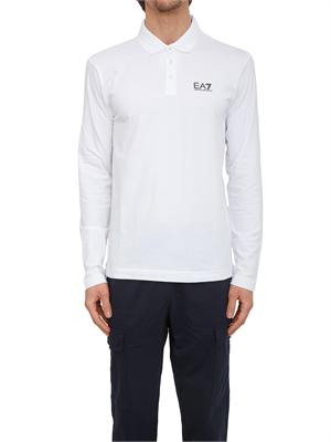 Polo uomo EA7 Emporio Armani in cotone stretch bianco in UOMO