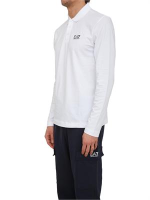 Polo uomo EA7 Emporio Armani in cotone stretch bianco in UOMO