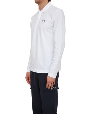 Polo uomo EA7 Emporio Armani in cotone stretch bianco in UOMO