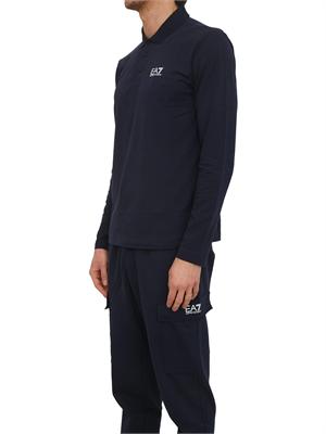 Polo uomo EA7 Emporio Armani in cotone stretch blu in UOMO