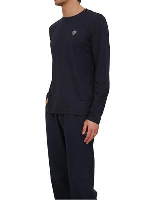 EA7 EMPORIO ARMANI T-shirt blu Ea7 a maniche lunghe in jersey stretch in UOMO