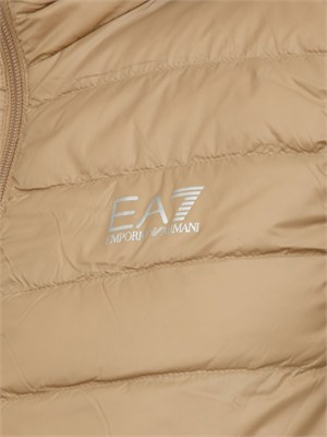 Gilet EA7 Emporio Armani in piuma d'oca e tessuto tecnico beige in UOMO