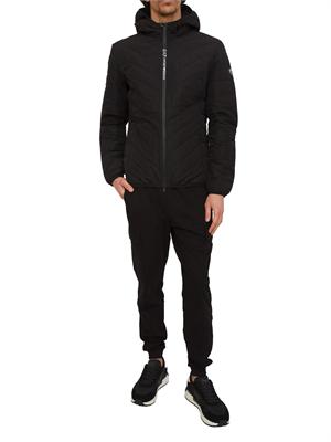 Piumino EA7 Emporio Armani in piuma d'oca e tessuto tecnico nero in UOMO
