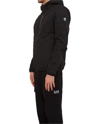 Piumino EA7 Emporio Armani in piuma d'oca e tessuto tecnico nero in UOMO