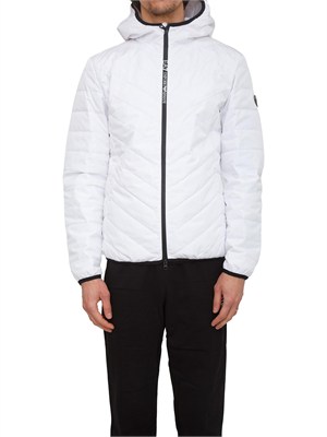 Piumino EA7 Emporio Armani in piuma d'oca e tessuto tecnico bianco in UOMO
