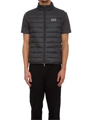 Gilet EA7 Emporio Armani in piuma d'oca e tessuto tecnico grigio in UOMO