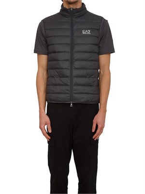 Gilet EA7 Emporio Armani in piuma d'oca e tessuto tecnico grigio in UOMO