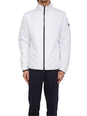 Piumino EA7 Emporio Armani in piuma d'oca e tessuto tecnico bianco in UOMO