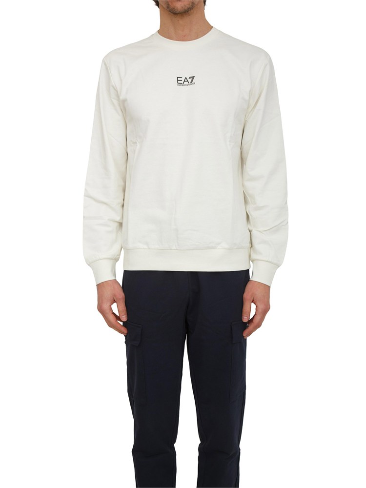 Felpa EA7 Emporio Armani in cotone avorio