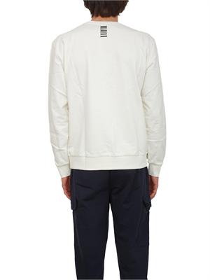 Felpa EA7 Emporio Armani in cotone avorio in UOMO