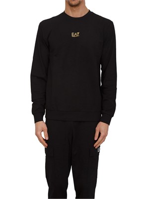 Felpa EA7 Emporio Armani in cotone nero in UOMO
