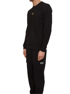 Felpa EA7 Emporio Armani in cotone nero in UOMO