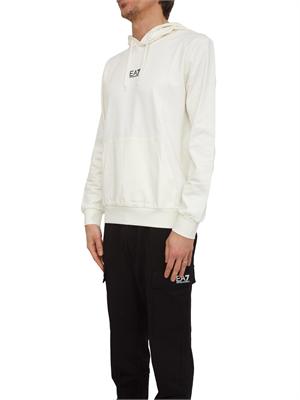 Felpa EA7 Emporio Armani in cotone bianco avorio in UOMO